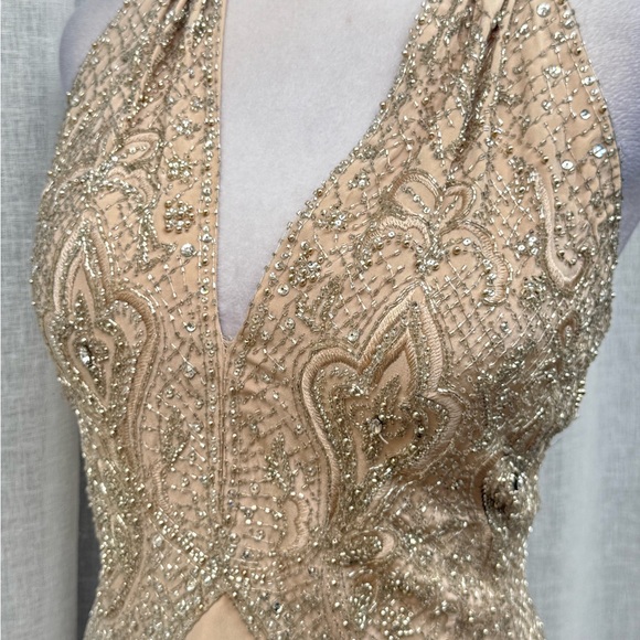 Stephen Yearick soft pink halter maxi beaded top dress - Picture 5 of 15